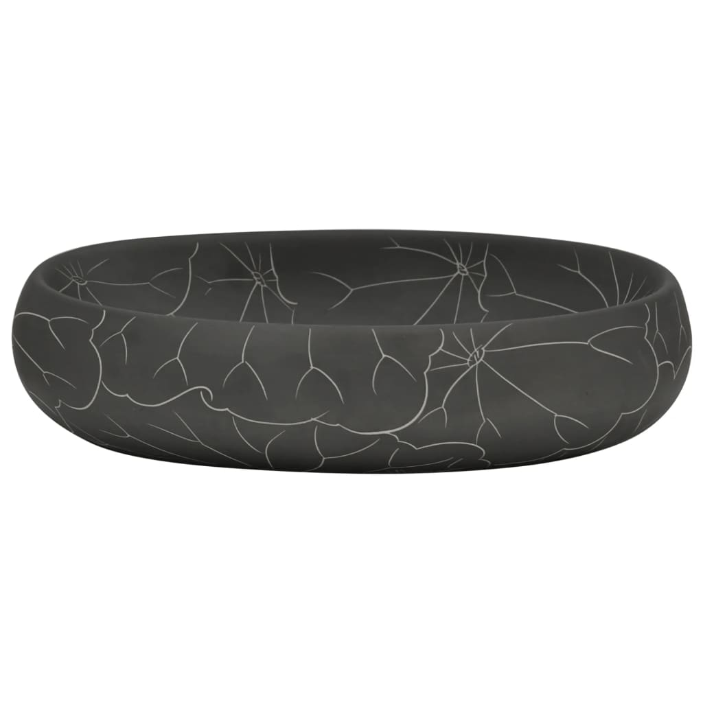 håndvask til bordplade 59x40x15 cm oval keramik sort