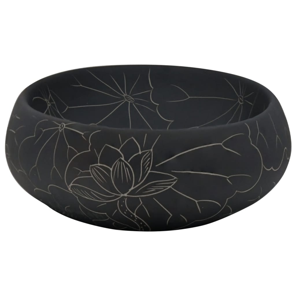 håndvask til bordplade 59x40x15 cm oval keramik sort