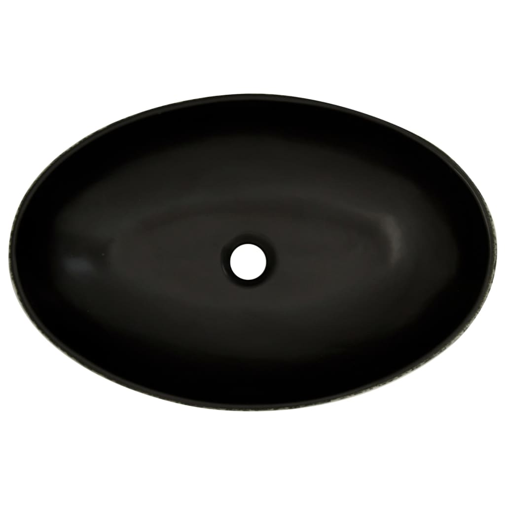 håndvask til bord 56,5x36,5x13,5 cm oval keramik sort og blå
