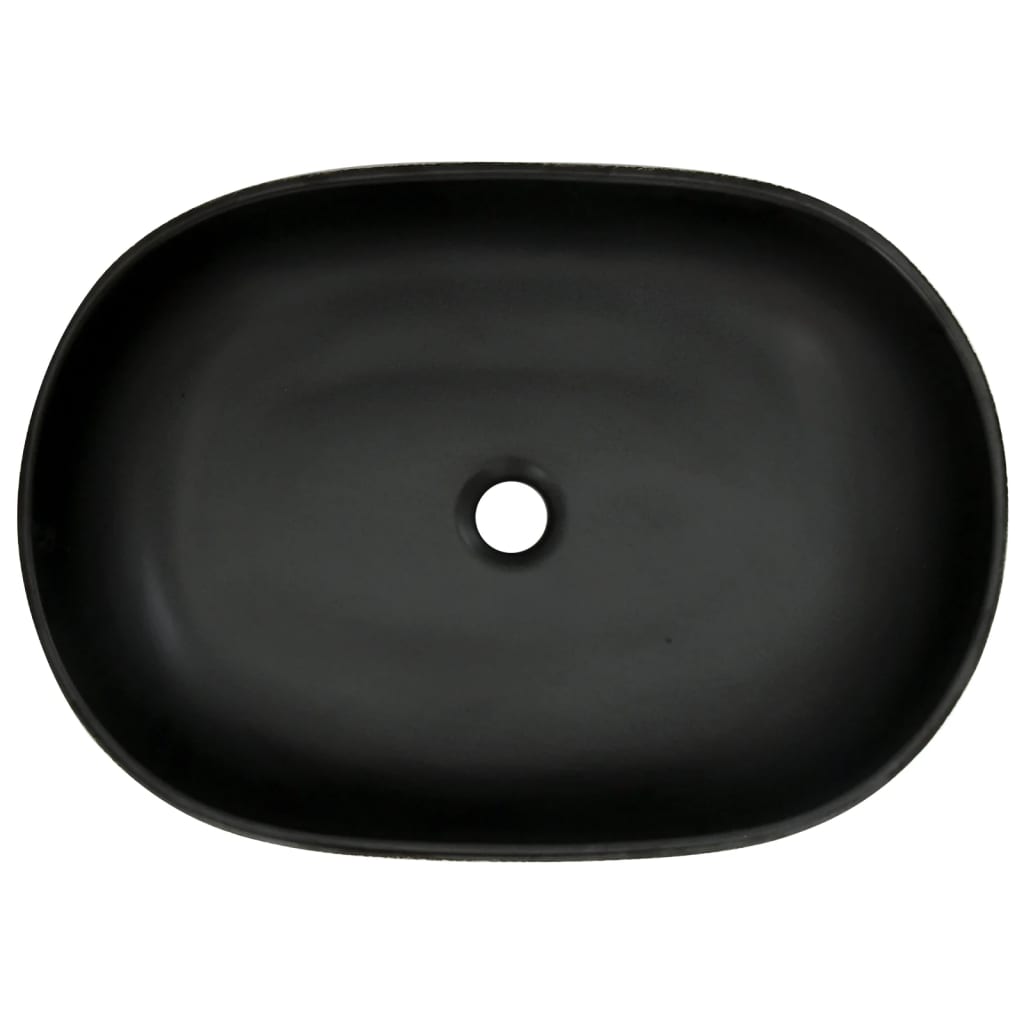 håndvask til bordplade 59x40x14 cm oval keramik sort og blå
