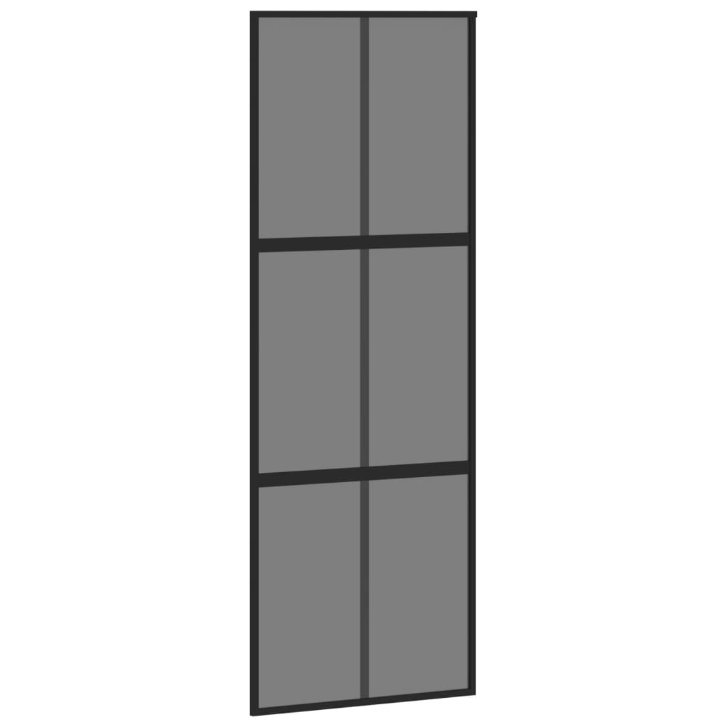 skydedør 76x205 cm hærdet glas og aluminium sort
