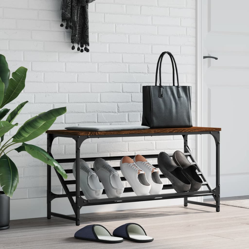 skostativ 90x30x45 cm konstrueret træ brun egetræsfarve