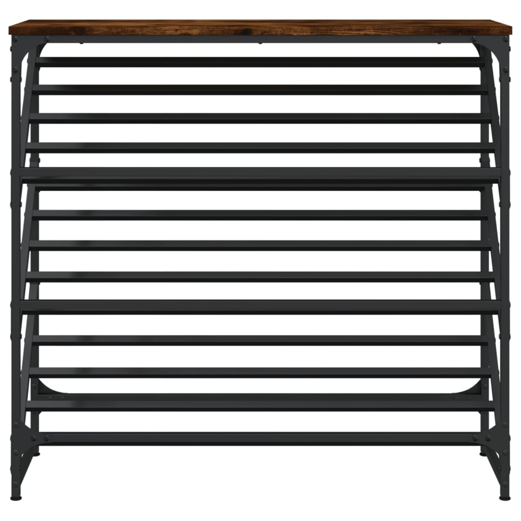 skostativ 90x30x85 cm konstrueret træ røget egetræsfarve