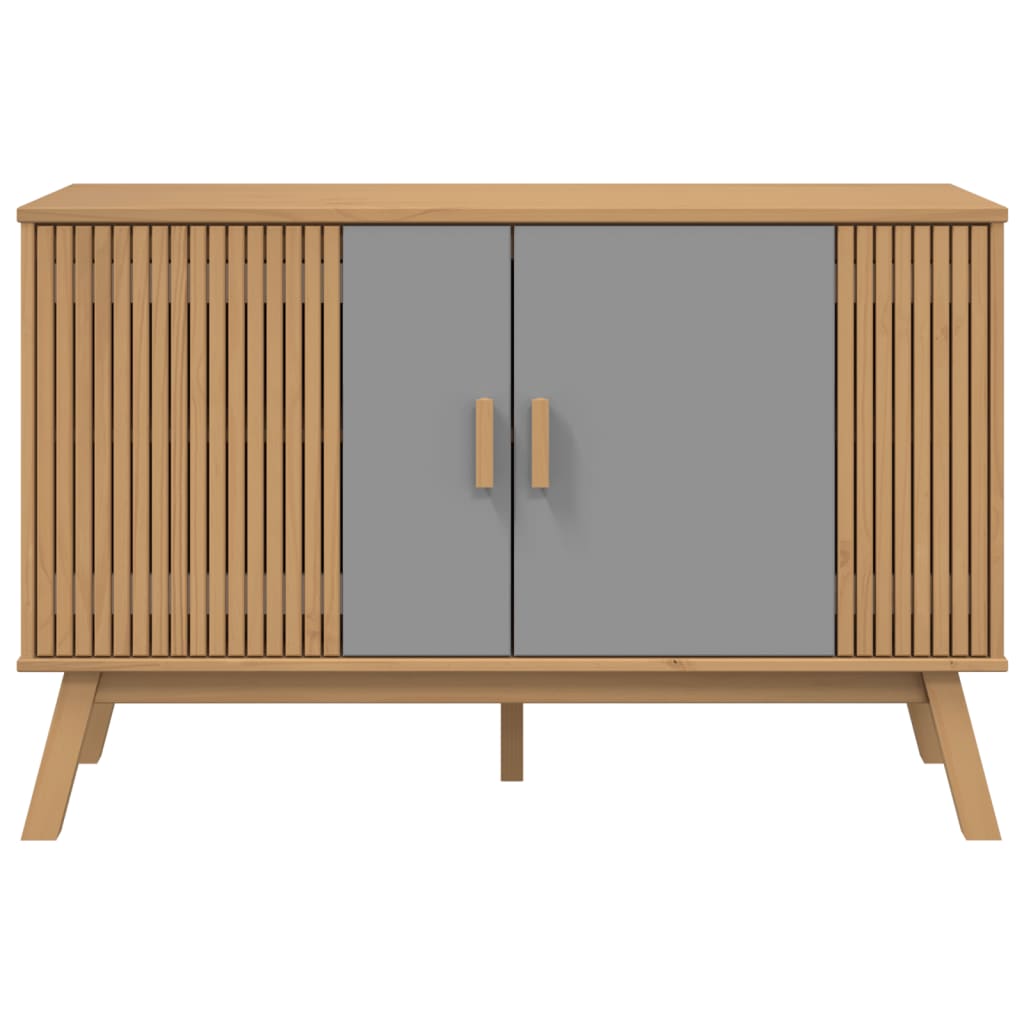 skænk OLDEN 114x43x73,5 cm massivt fyrretræ grå og brun