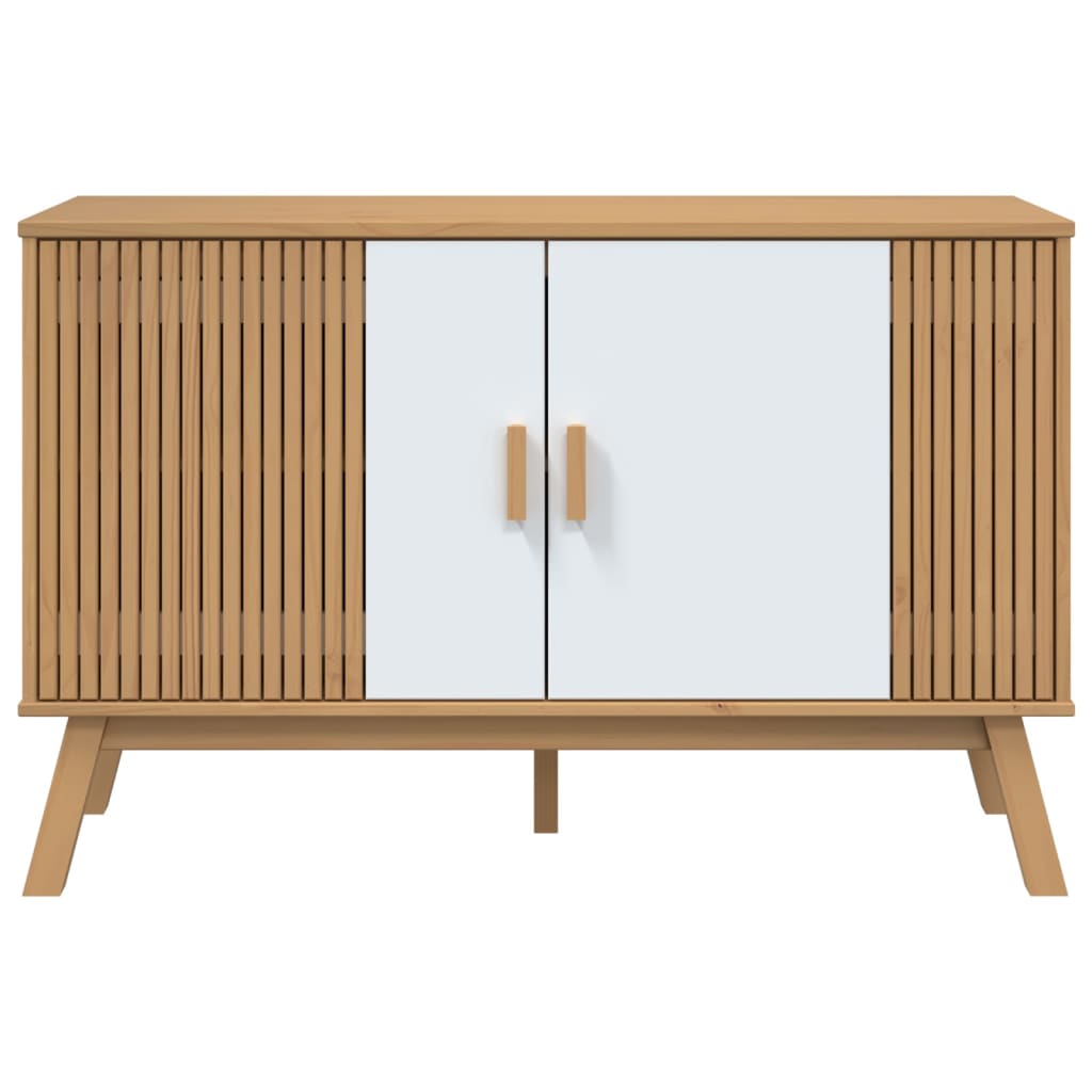 skænk OLDEN 114x43x73,5 cm massivt fyrretræ hvid og brun
