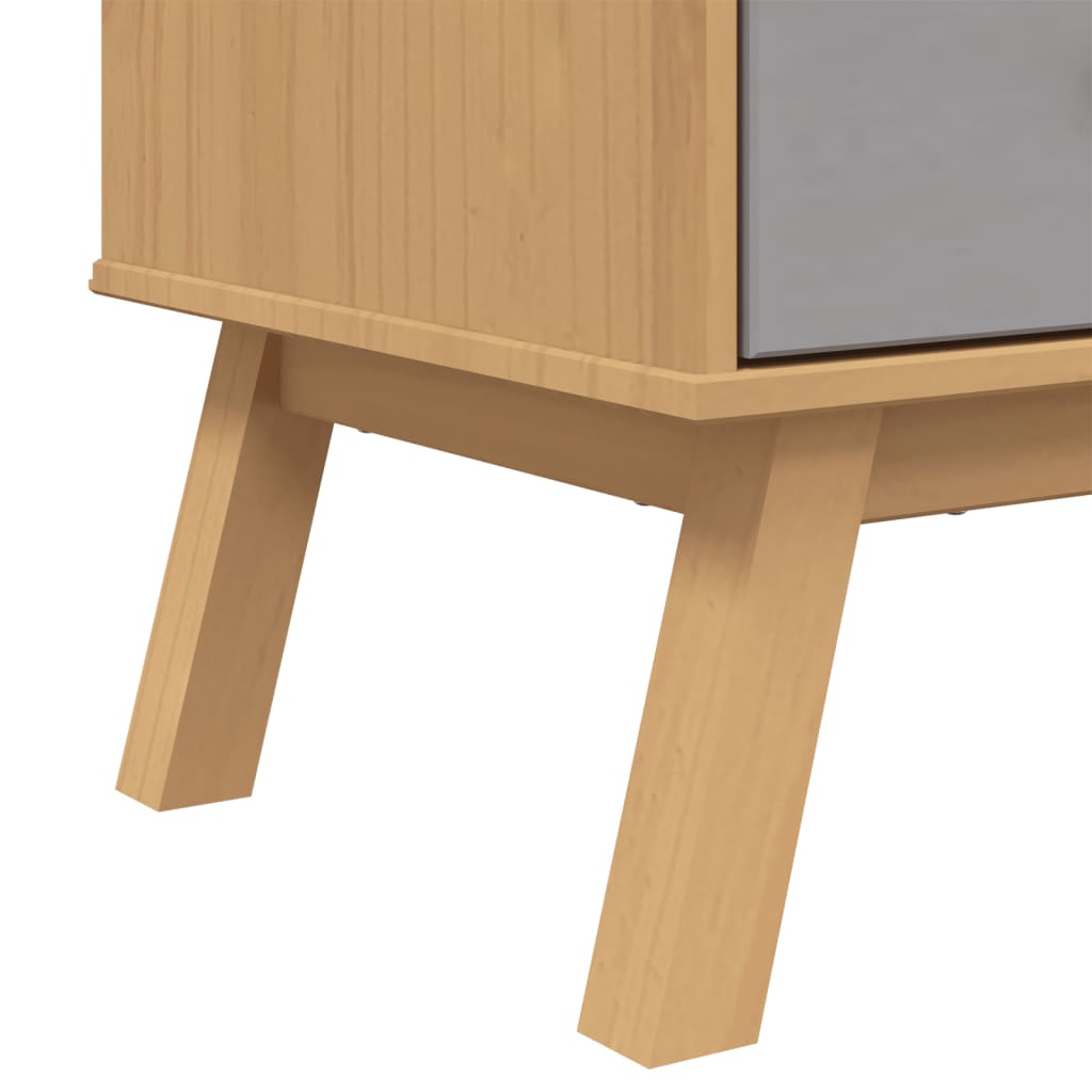 skab OLDEN 85x43x125 cm massivt fyrretræ grå og brun