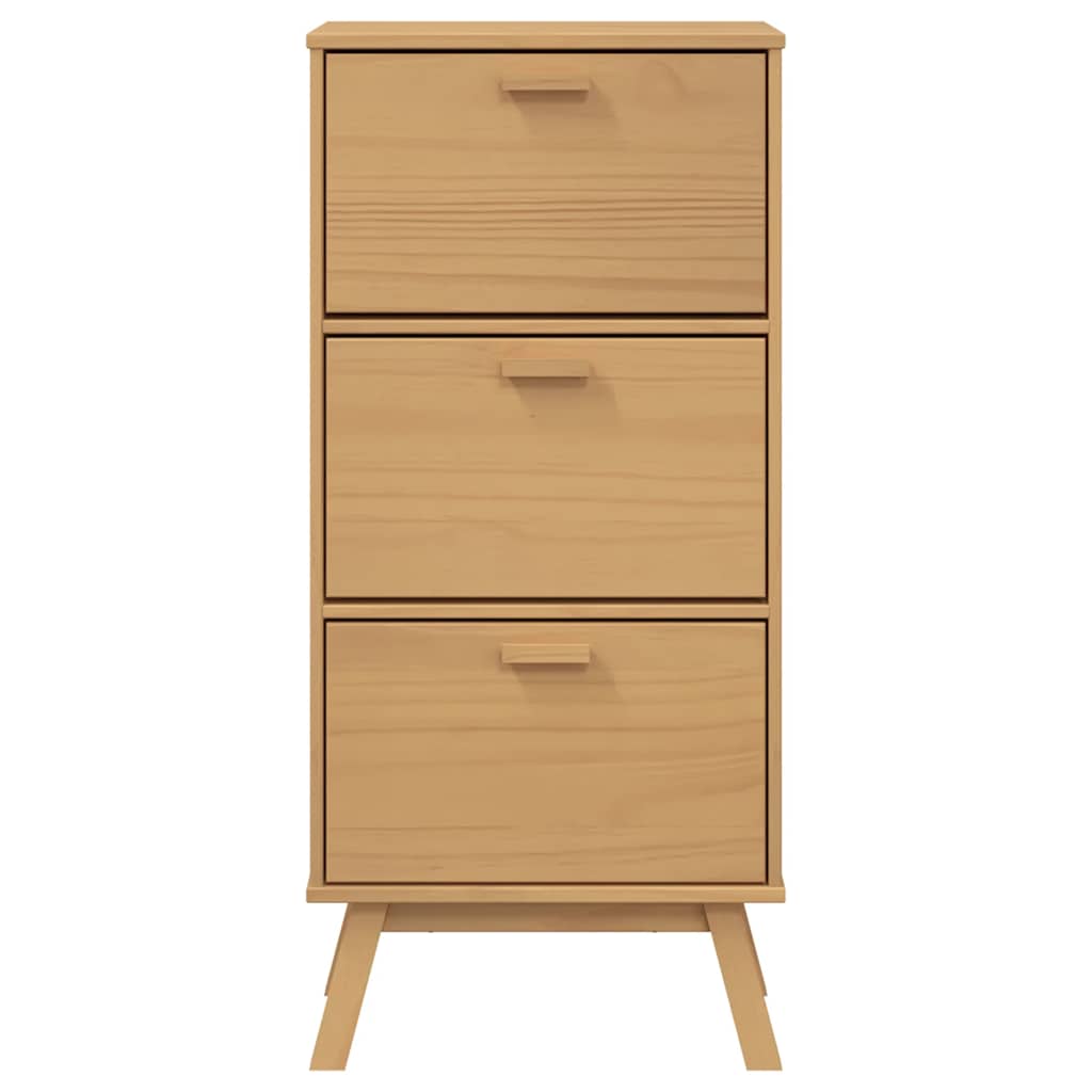 skoskab OLDEN 55x35x120 cm massivt fyrretræ brun