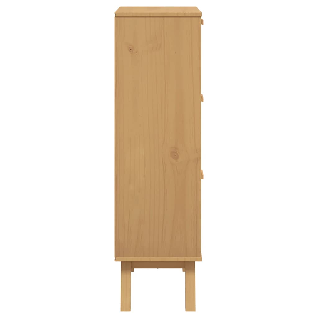 skoskab OLDEN 55x35x120 cm massivt fyrretræ grå og brun