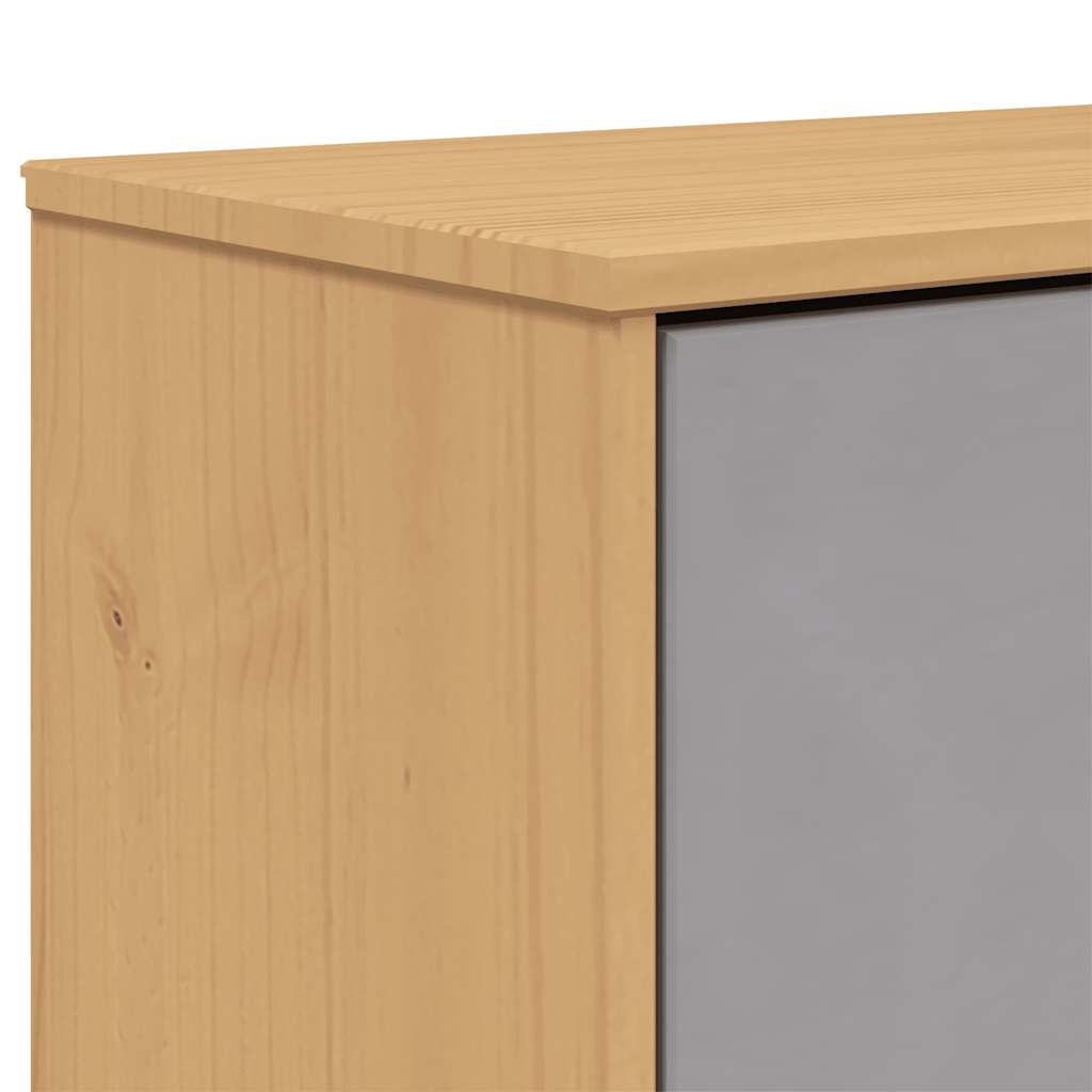skoskab OLDEN 55x35x120 cm massivt fyrretræ grå og brun