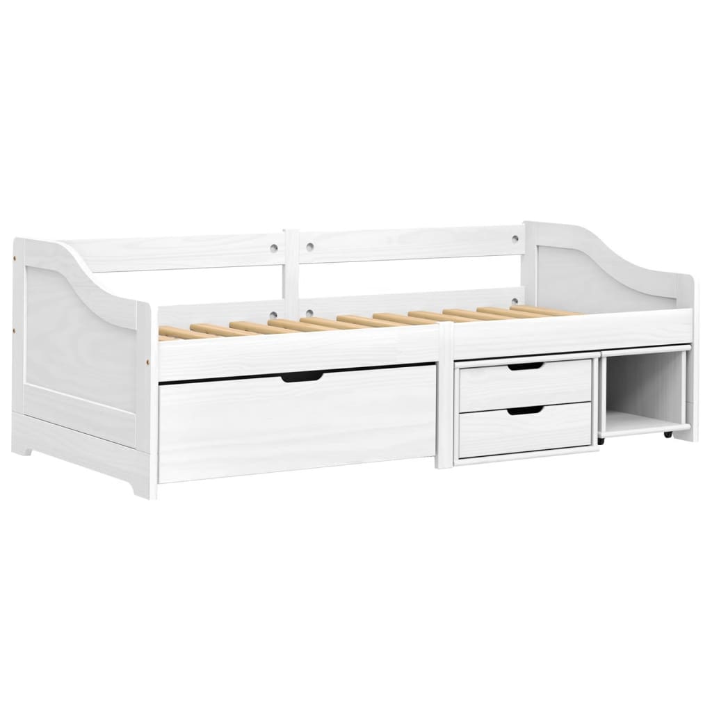 daybed med tre skuffer IRUN hvid 90x200 cm massivt fyrretræ