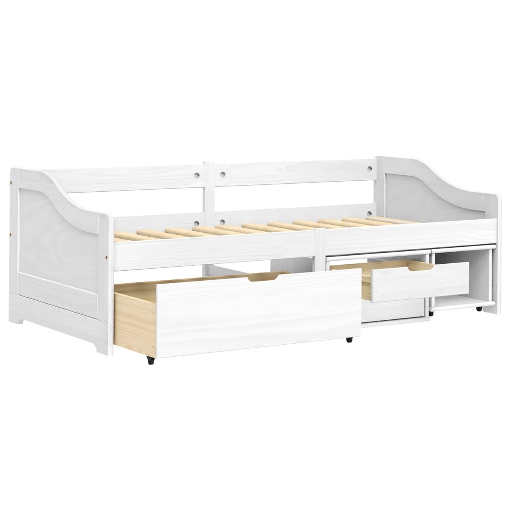 daybed med tre skuffer IRUN hvid 90x200 cm massivt fyrretræ