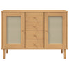 skænk SENJA 112x40x80 cm rattan-look massivt fyrretræ brun