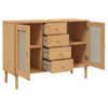 skænk SENJA 112x40x80 cm rattan-look massivt fyrretræ brun