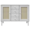 skænk SENJA 112x40x80 cm rattan-look massivt fyrretræ hvid
