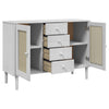skænk SENJA 112x40x80 cm rattan-look massivt fyrretræ hvid
