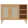 skænk SENJA 112x40x80 cm rattan-look massivt fyrretræ brun