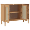 skænk SENJA 112x40x80 cm rattan-look massivt fyrretræ brun