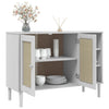 skænk SENJA 112x40x80 cm rattan-look massivt fyrretræ hvid