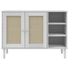 skænk SENJA 112x40x80 cm rattan-look massivt fyrretræ hvid