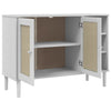 skænk SENJA 112x40x80 cm rattan-look massivt fyrretræ hvid