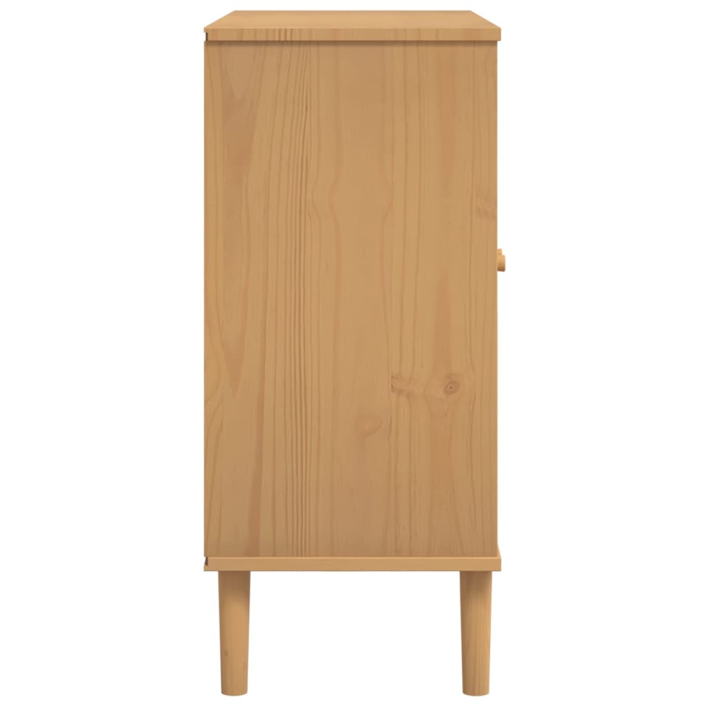 skænk SENJA 80x35x80 cm rattan-look massivt fyrretræ brun