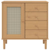 skænk SENJA 80x40x80 cm rattan-look massivt fyrretræ brun