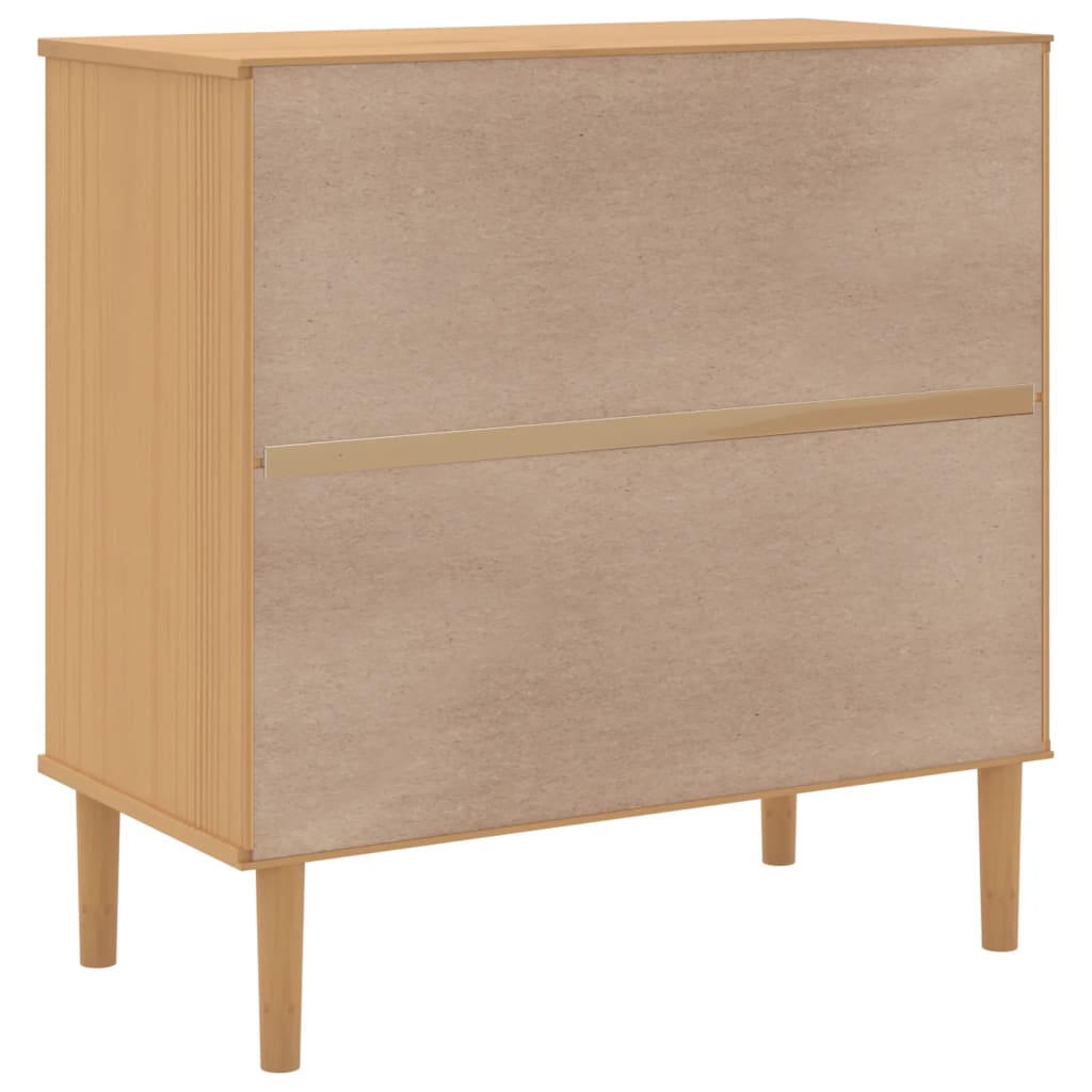 skænk SENJA 80x40x80 cm rattan-look massivt fyrretræ brun