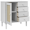 skænk SENJA 80x40x80 cm rattan-look massivt fyrretræ hvid