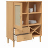 skænk SENJA 90x40x112 cm rattan-look massivt fyrretræ brun