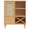 skænk SENJA 90x40x112 cm rattan-look massivt fyrretræ brun