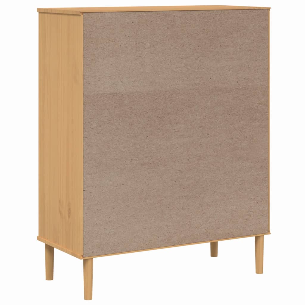 skænk SENJA 90x40x112 cm rattan-look massivt fyrretræ brun