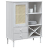 skænk SENJA 90x40x112 cm rattan-look massivt fyrretræ hvid