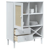 skænk SENJA 90x40x112 cm rattan-look massivt fyrretræ hvid