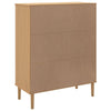 skænk SENJA 90x40x112 cm rattan-look massivt fyrretræ brun