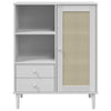 skænk SENJA 90x40x112 cm rattan-look massivt fyrretræ hvid