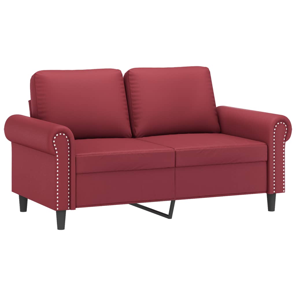 2-personers sofa 120 cm kunstlæder vinrød