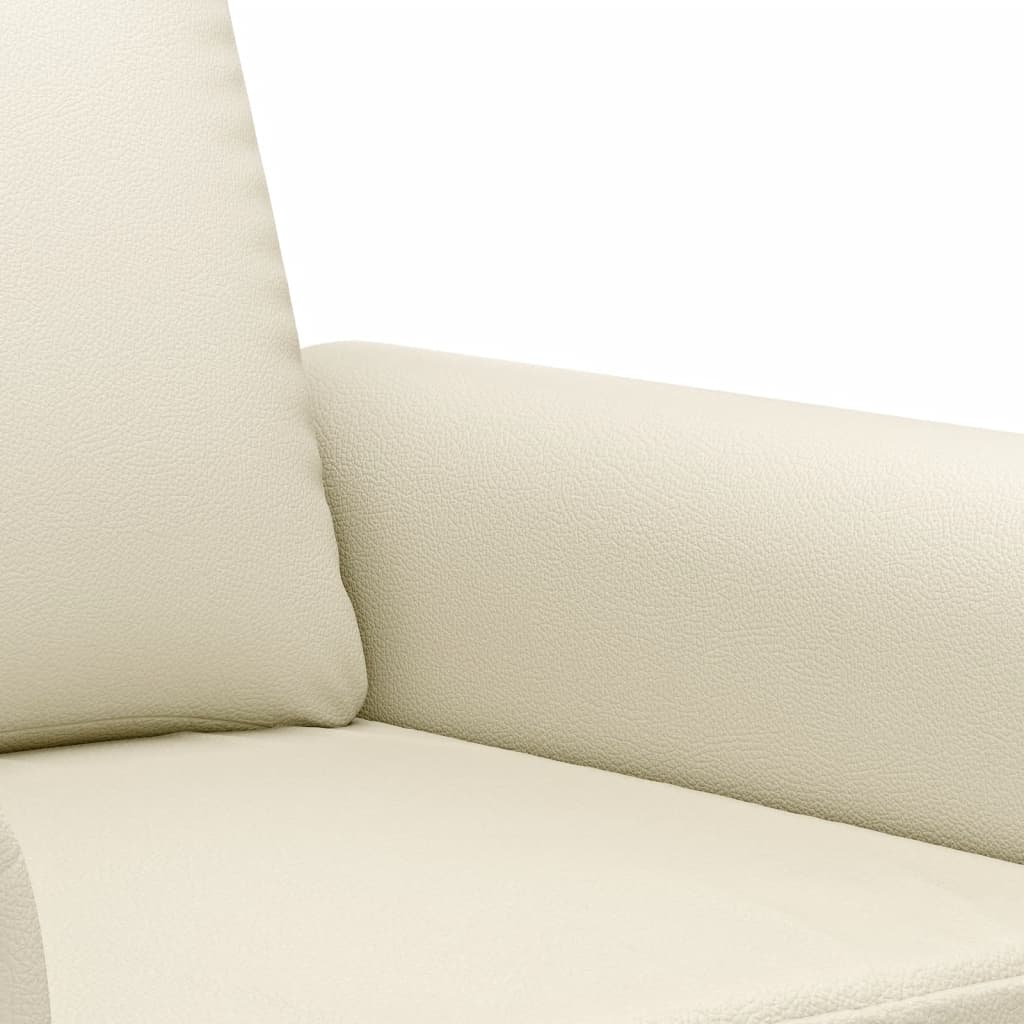 2-personers sofa 140 cm kunstlæder cremefarvet