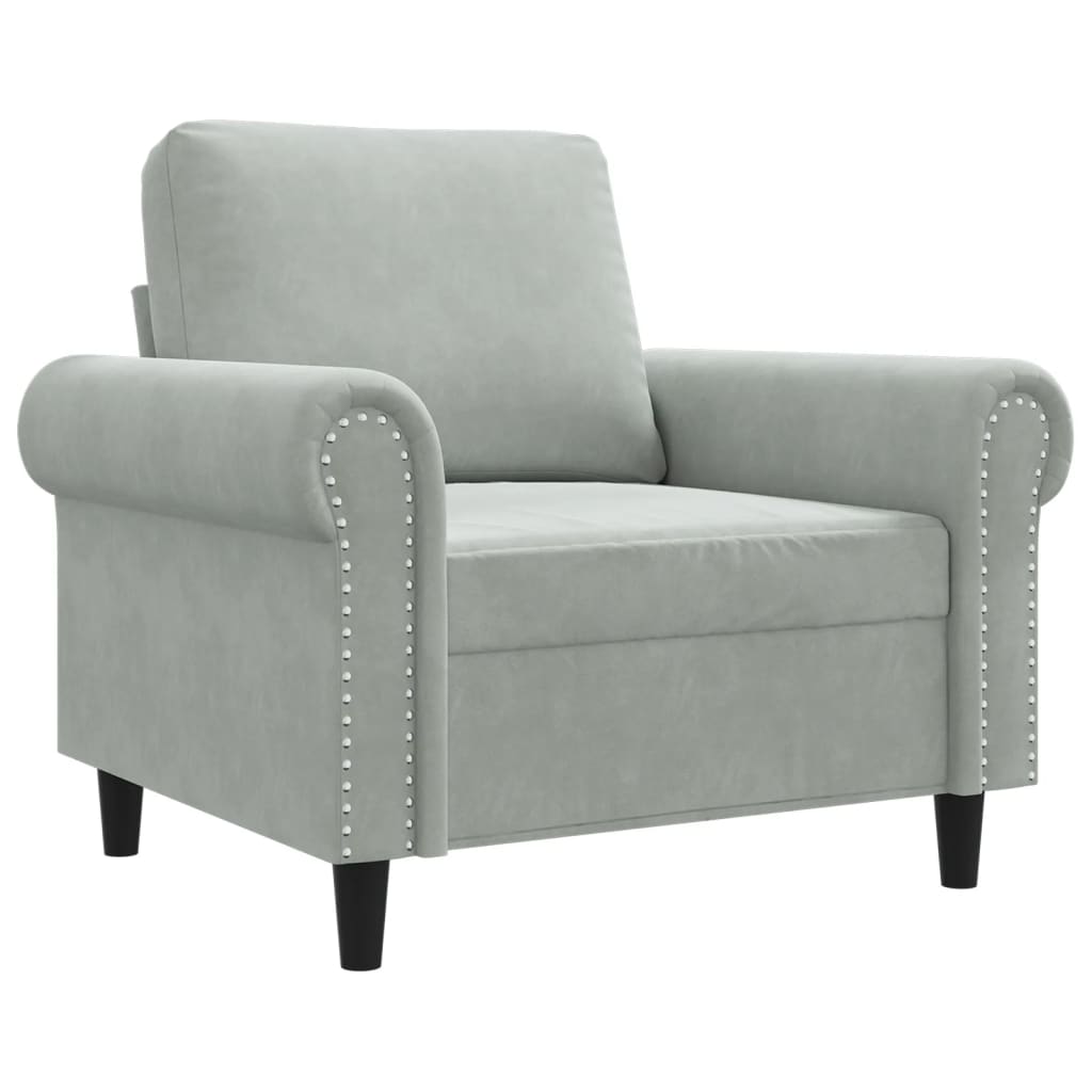 lænestol 60 cm velour lysegrå