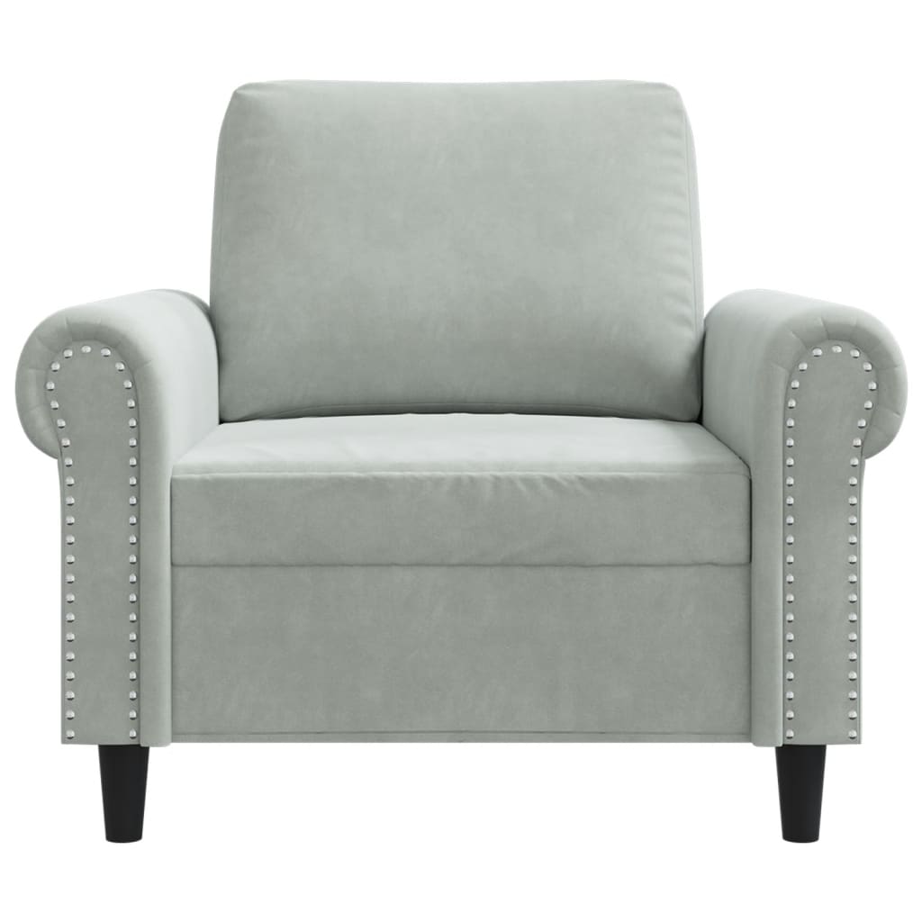 lænestol 60 cm velour lysegrå