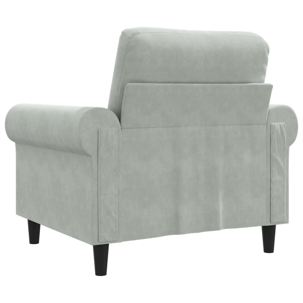 lænestol 60 cm velour lysegrå