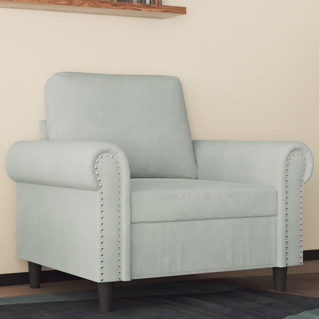 lænestol 60 cm velour lysegrå