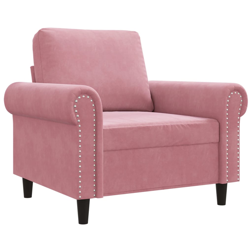 lænestol 60 cm velour lyserød