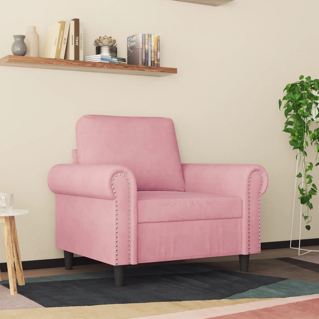 lænestol 60 cm velour lyserød