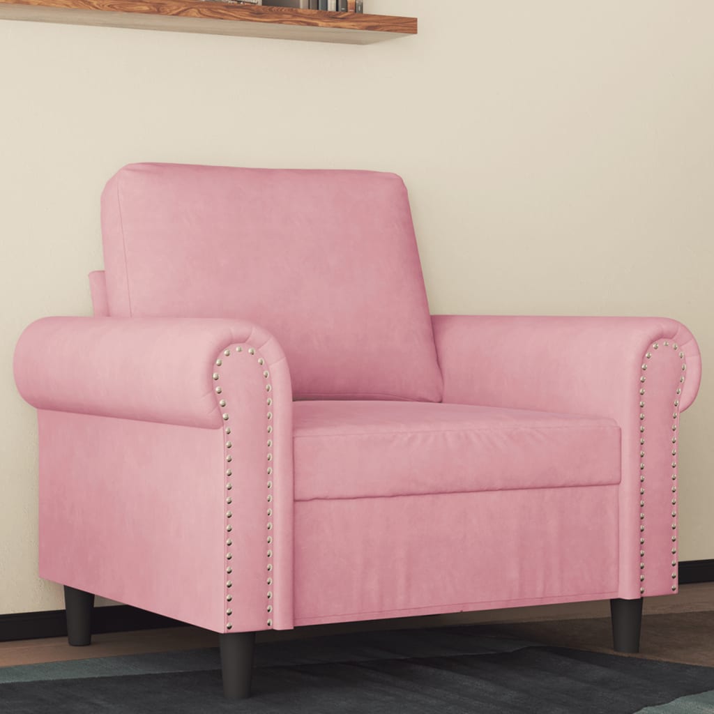 lænestol 60 cm velour lyserød