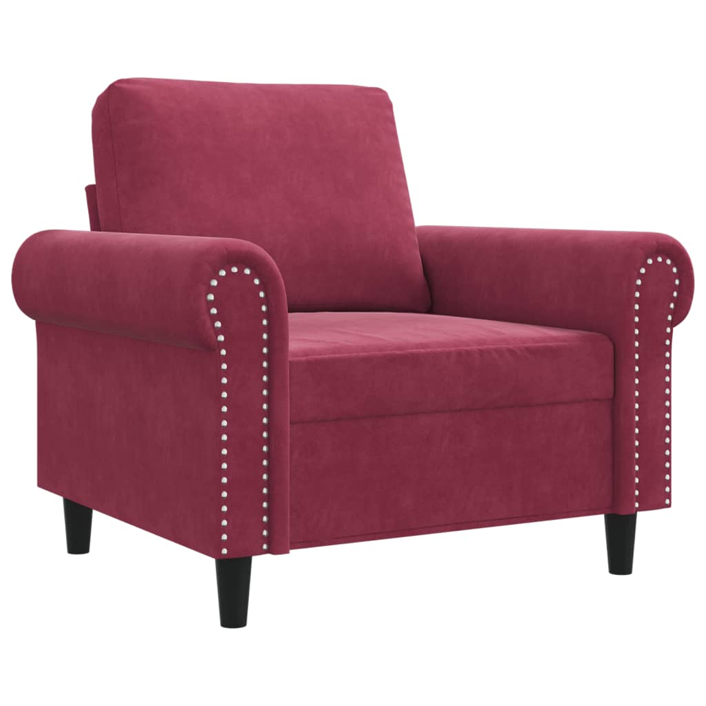 lænestol 60 cm velour vinrød