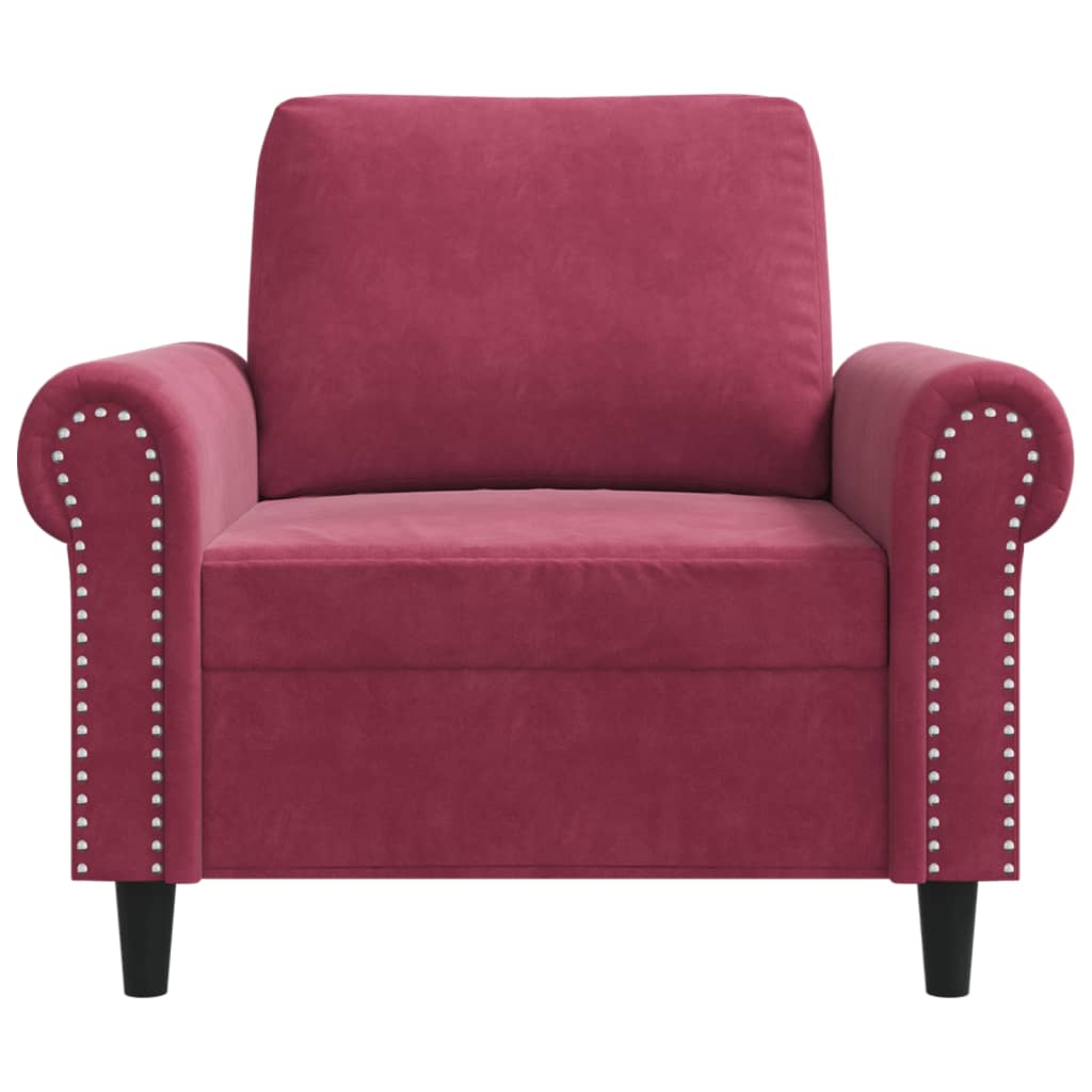 lænestol 60 cm velour vinrød