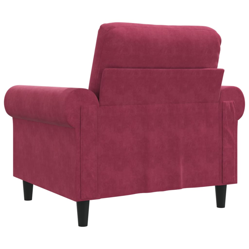 lænestol 60 cm velour vinrød