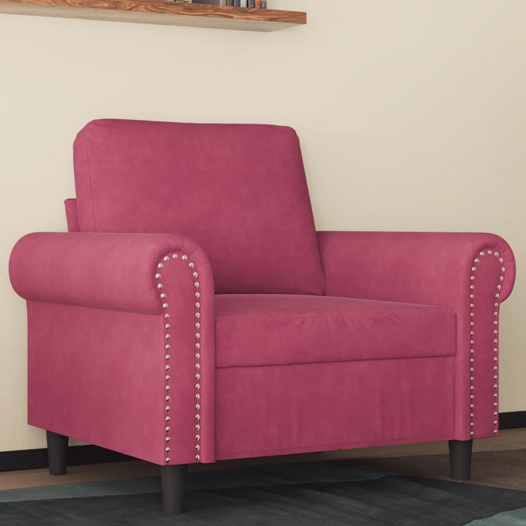 lænestol 60 cm velour vinrød
