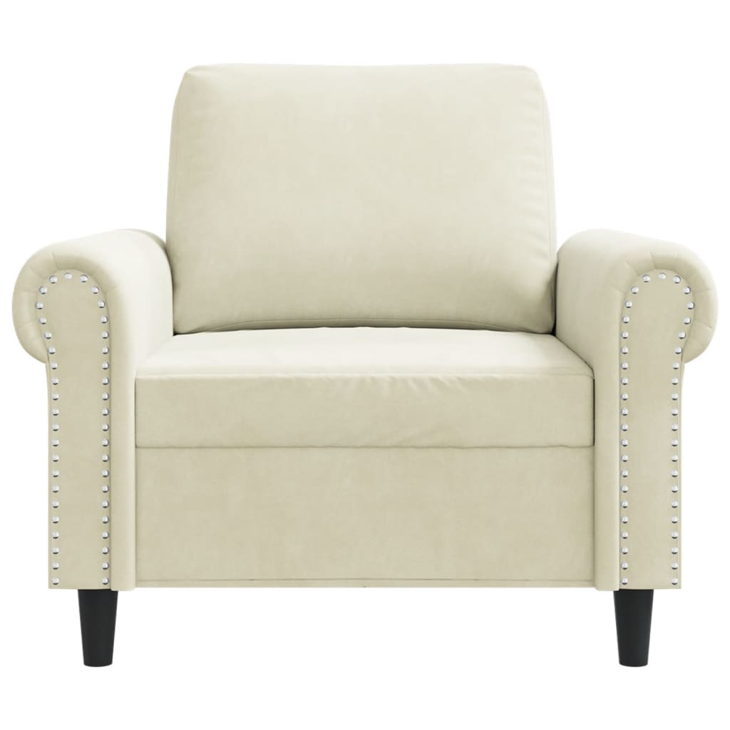 lænestol 60 cm velour cremefarvet