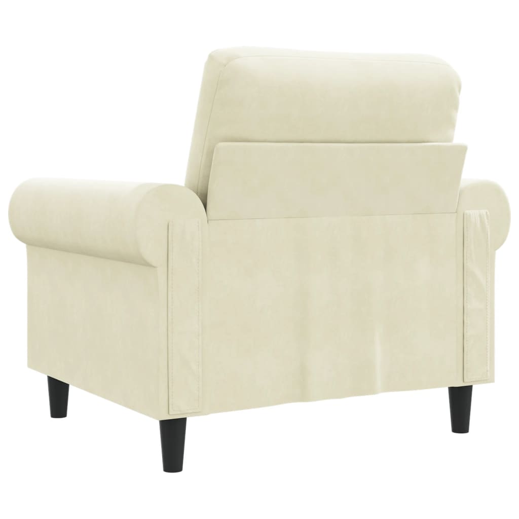 lænestol 60 cm velour cremefarvet